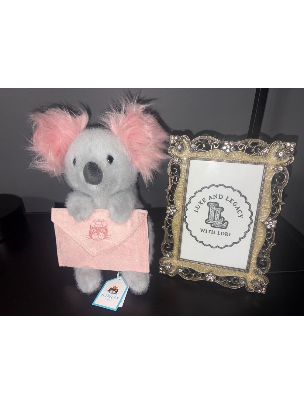 NWT Jellycat Koala with Message Plush MES6K Gray Pink Valentine
